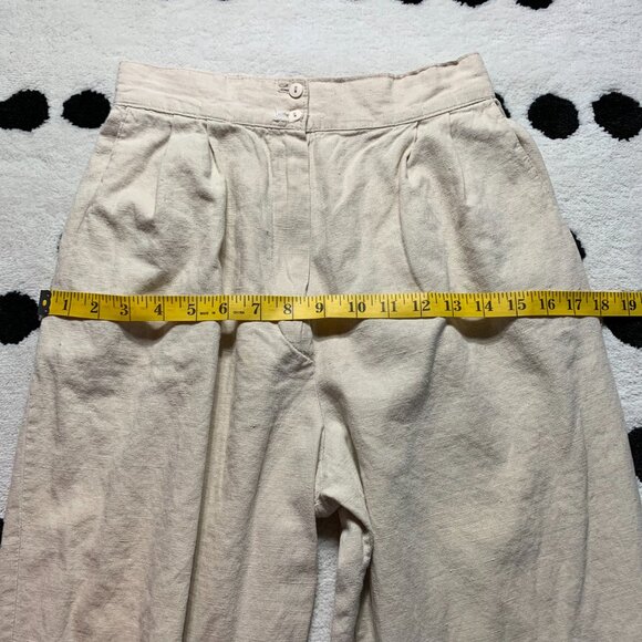 Vintage 90s Linen Blend Pleated High Rise Tapered Casual Trousers Dress Pants - Picture 10 of 14